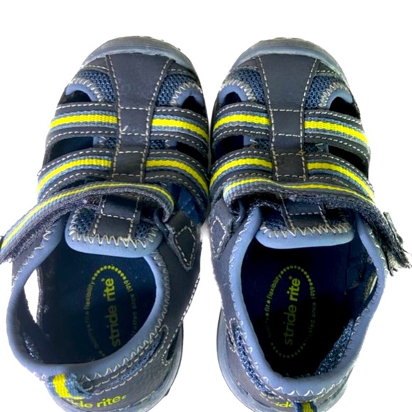 STRIDE RITE GeorgeSandalsBoys Blue Leather Upper Hook & Loop Closure Sz 8W - Picture 4 of 7